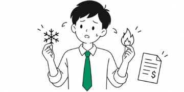 겨울철 에너지 확보 대란과 난방비 청구서를 표현한 그래픽