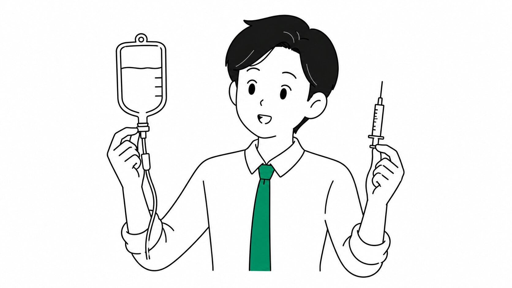 큰 주사기가 작은 주사기로 바뀌는 모습